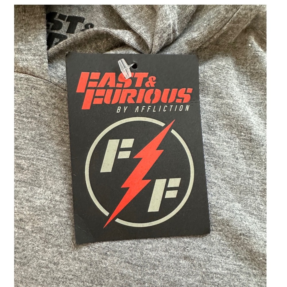 Affliction Fast & Furious Sleeveless Gym Hoodie Tank Womens XS Gray Streetwear - Picture 5 of 7